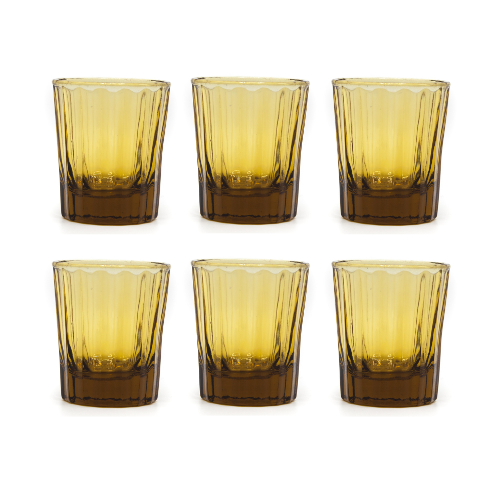 Brût Homeware, Set van 6, Espresso Glas 7 CL, amber bruin