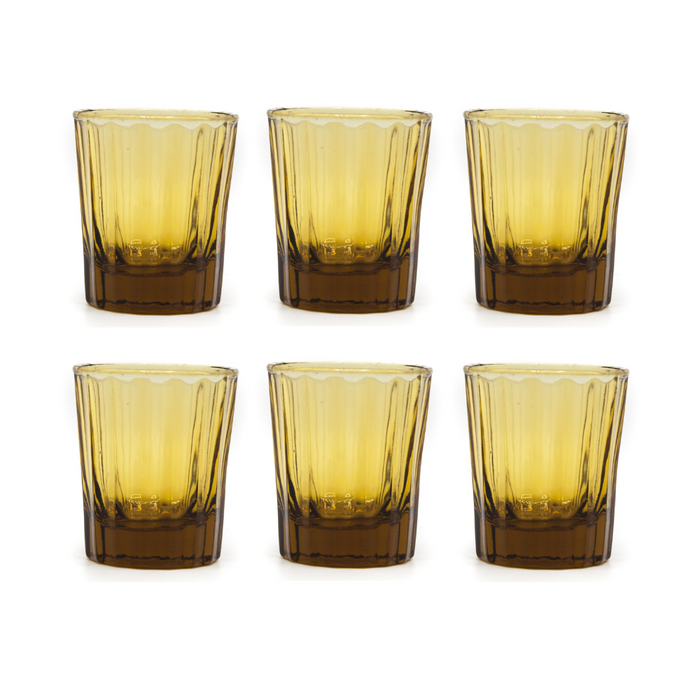 Brût Homeware, Set van 6, Espresso Glas 7 CL, amber bruin