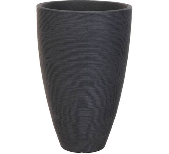 Bloempot geribbeld rond 40cm Antraciet