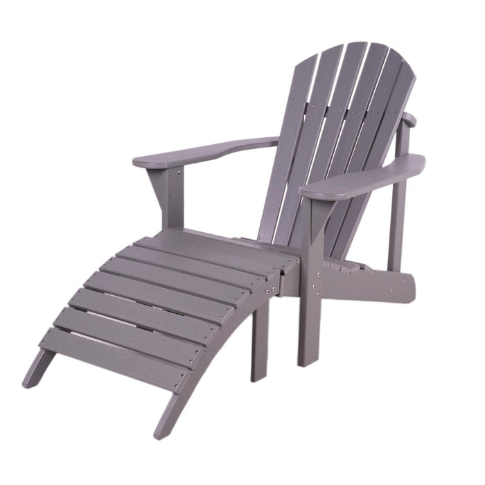 Adirondack tuinstoel met voetenbankje grijs