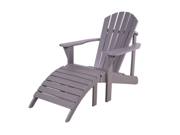 Adirondack tuinstoel met voetenbankje grijs
