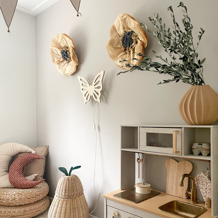 Houten wandlamp kinderkamer | Vlinder - blank