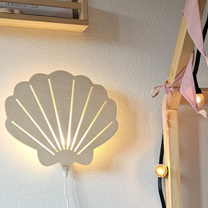 Houten wandlamp kinderkamer | Schelp - blank