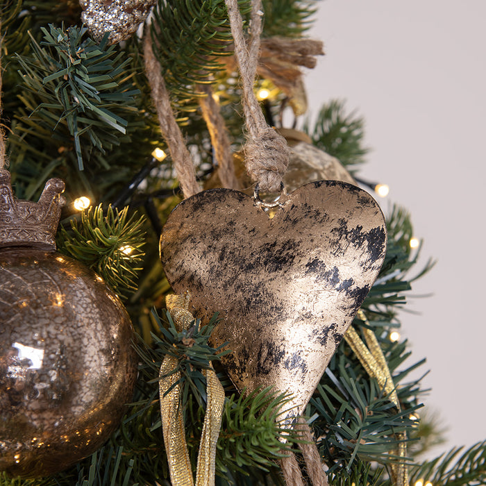 Clayre & Eef Hanger Hart 8x2x10 cm Goudkleurig Metaal Hartvormig