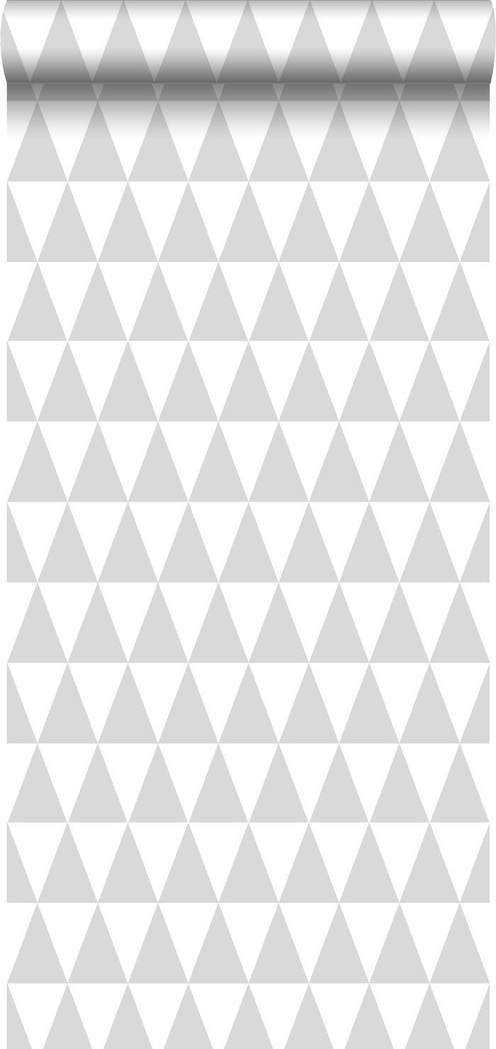 ESTAhome behang grafisch geometrische driehoeken licht warm grijs en m