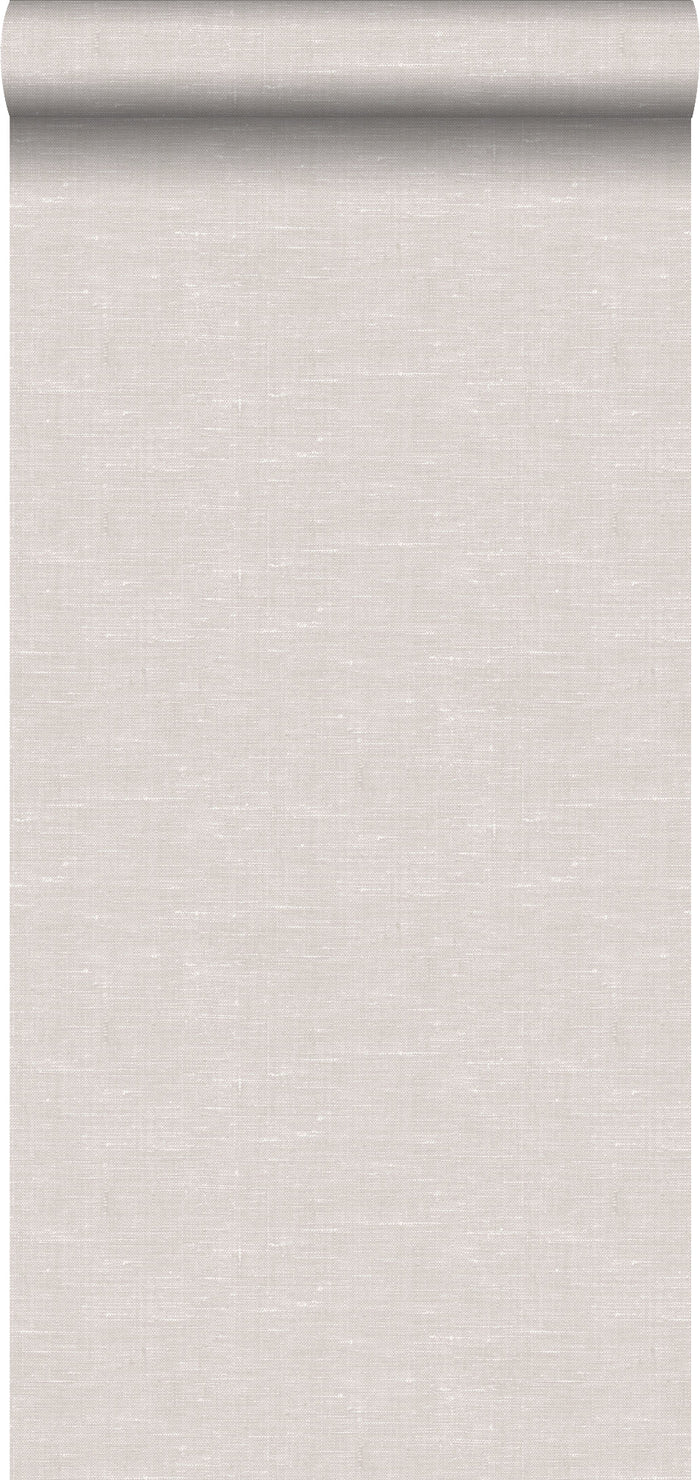 ESTAhome behang effen linnenstructuur vergrijsd bruin - 53 cm x 10,05