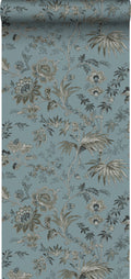 ESTAhome behang vintage bloemen vintage blauw - 50 x 900 cm - 139402
