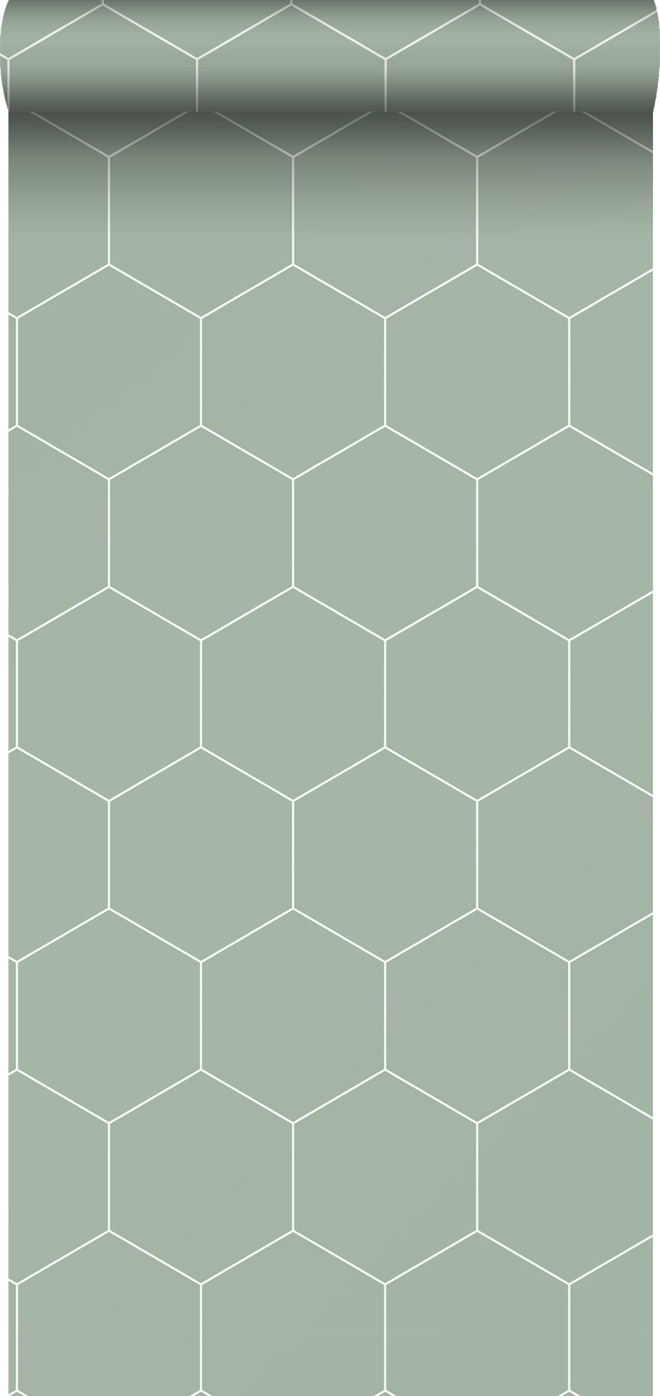 ESTAhome behang hexagon vergrijsd groen en wit - 0,53 x 10,05 m - 1392