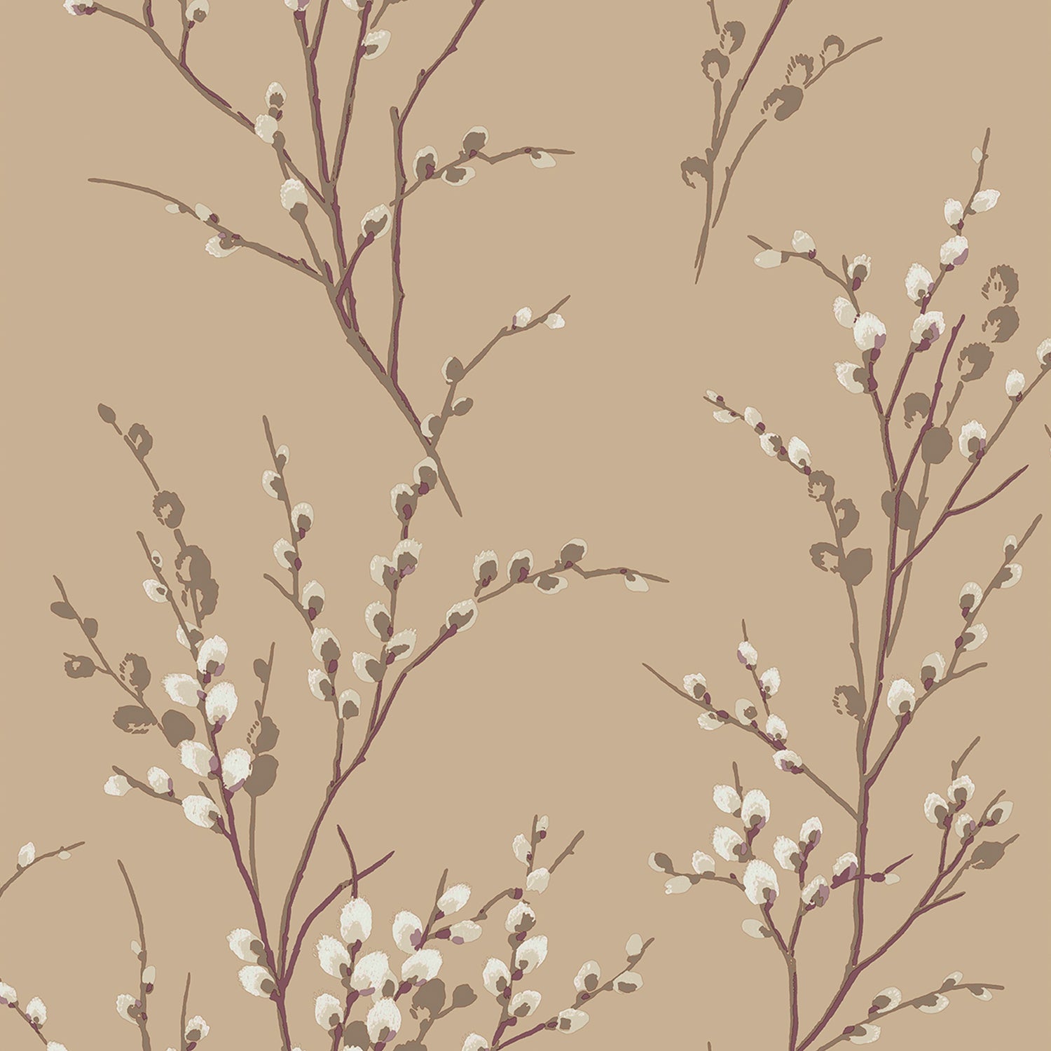 Laura Ashley Pussy Willow Behang - Planten - 10mx52cm - Beige