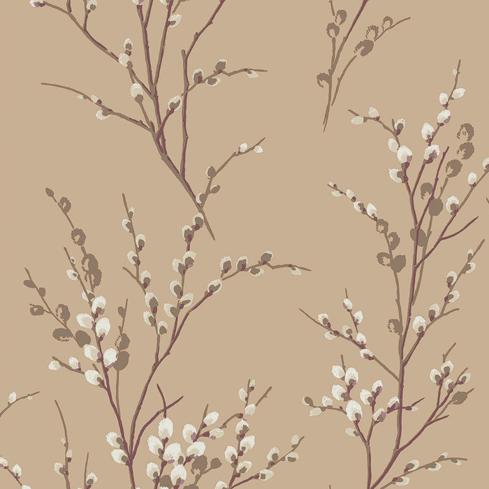 Laura Ashley Pussy Willow Behang - Planten - 10mx52cm - Beige