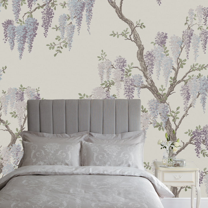 Laura Ashley Wisteria Garden Fotobehang - Planten - 280x300cm - Paars