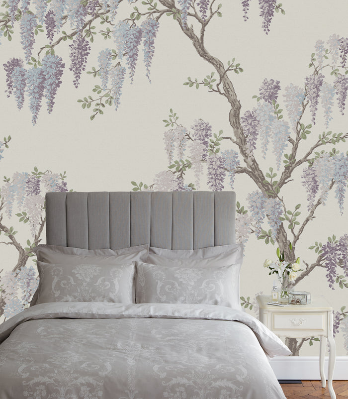 Laura Ashley Wisteria Garden Fotobehang - Planten - 280x300cm - Paars