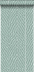 ESTAhome behang visgraat-motief vergrijsd mintgroen - 0,53 x 10,05 m -