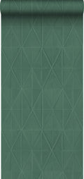 Origin Wallcoverings eco-texture vliesbehang origami motief donkergroe