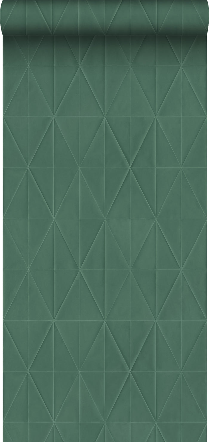 Origin Wallcoverings eco-texture vliesbehang origami motief donkergroe