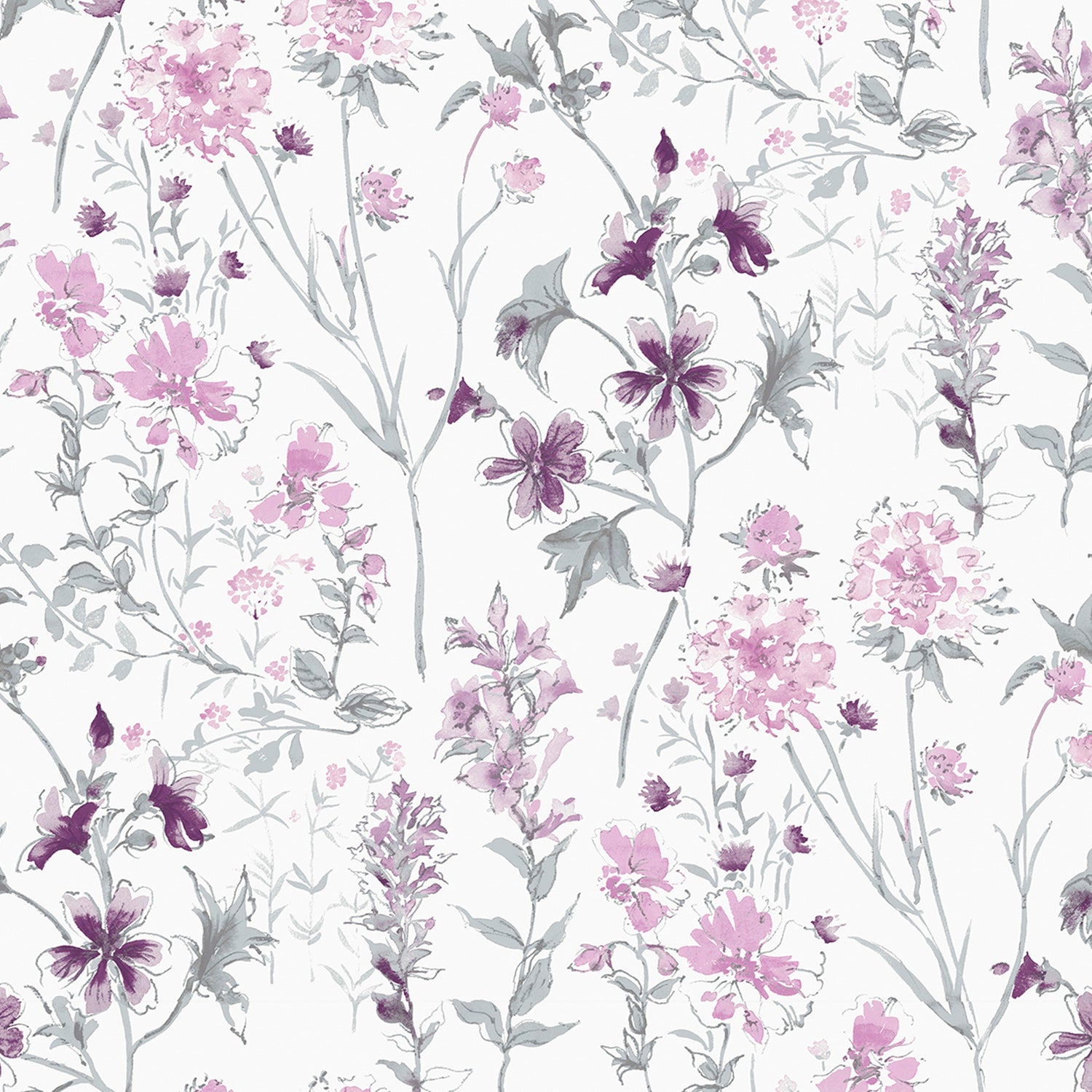 Laura Ashley Wild Meadow Behang - Bloemen - 10mx52cm - Paars