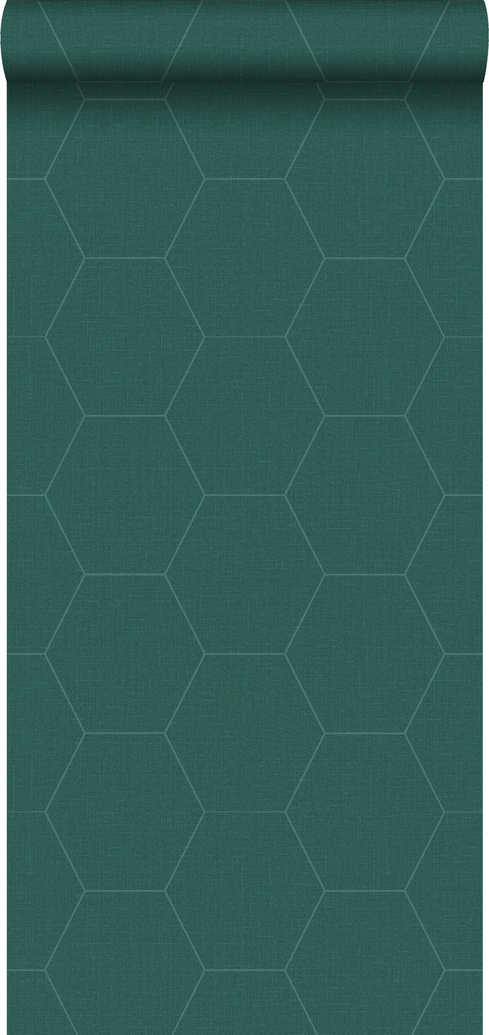ESTAhome behang hexagon petrolgroen - 0,53 x 10,05 m - 148752