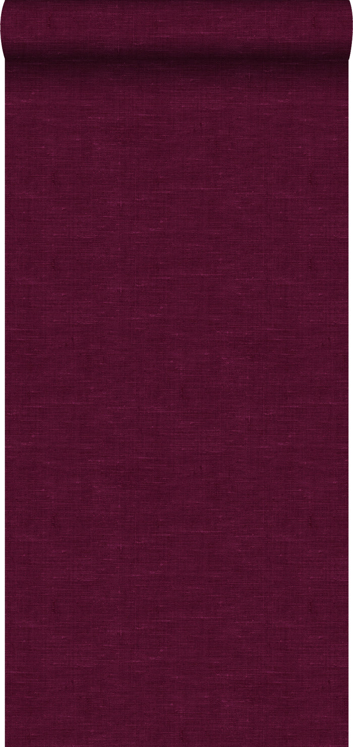 ESTAhome behang effen linnenstructuur bordeaux rood - 53 cm x 10,05 m