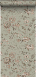 ESTAhome behang vintage bloemen vergrijsd mintgroen en zacht roze - 53