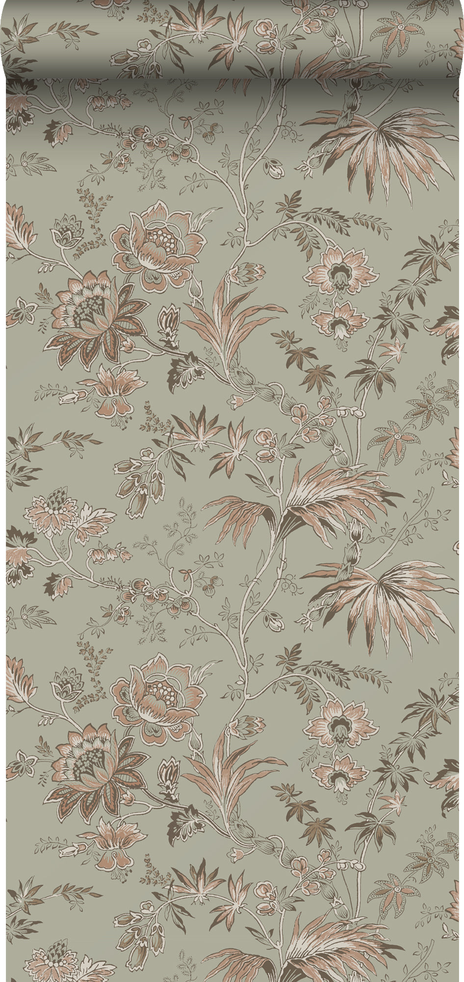 ESTAhome behang vintage bloemen vergrijsd mintgroen en zacht roze - 53