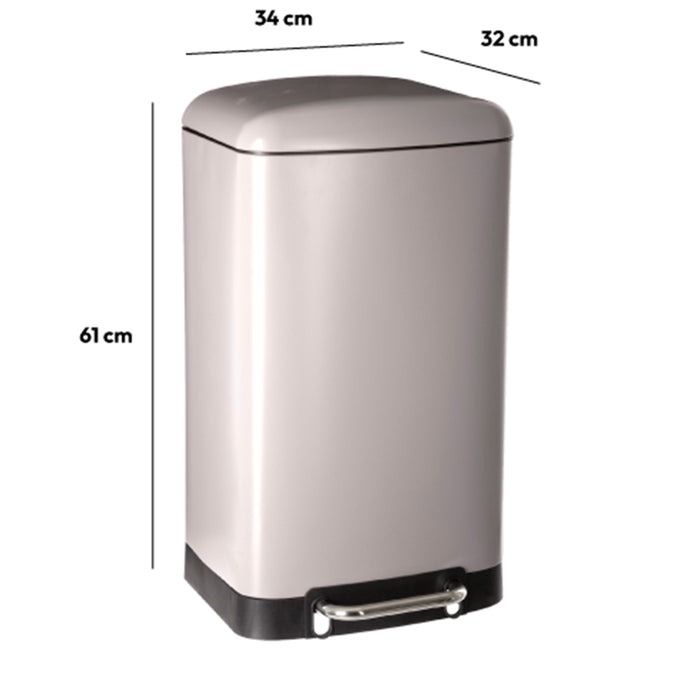 5Five Prullenbak|pedaalemmer - taupe - metaal - 30 liter - 34 x 61 cm