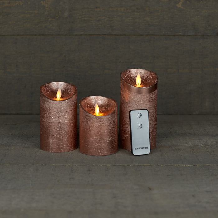 Anna's Collection Stompkaarsen - 3x - koper - LED kaarsen