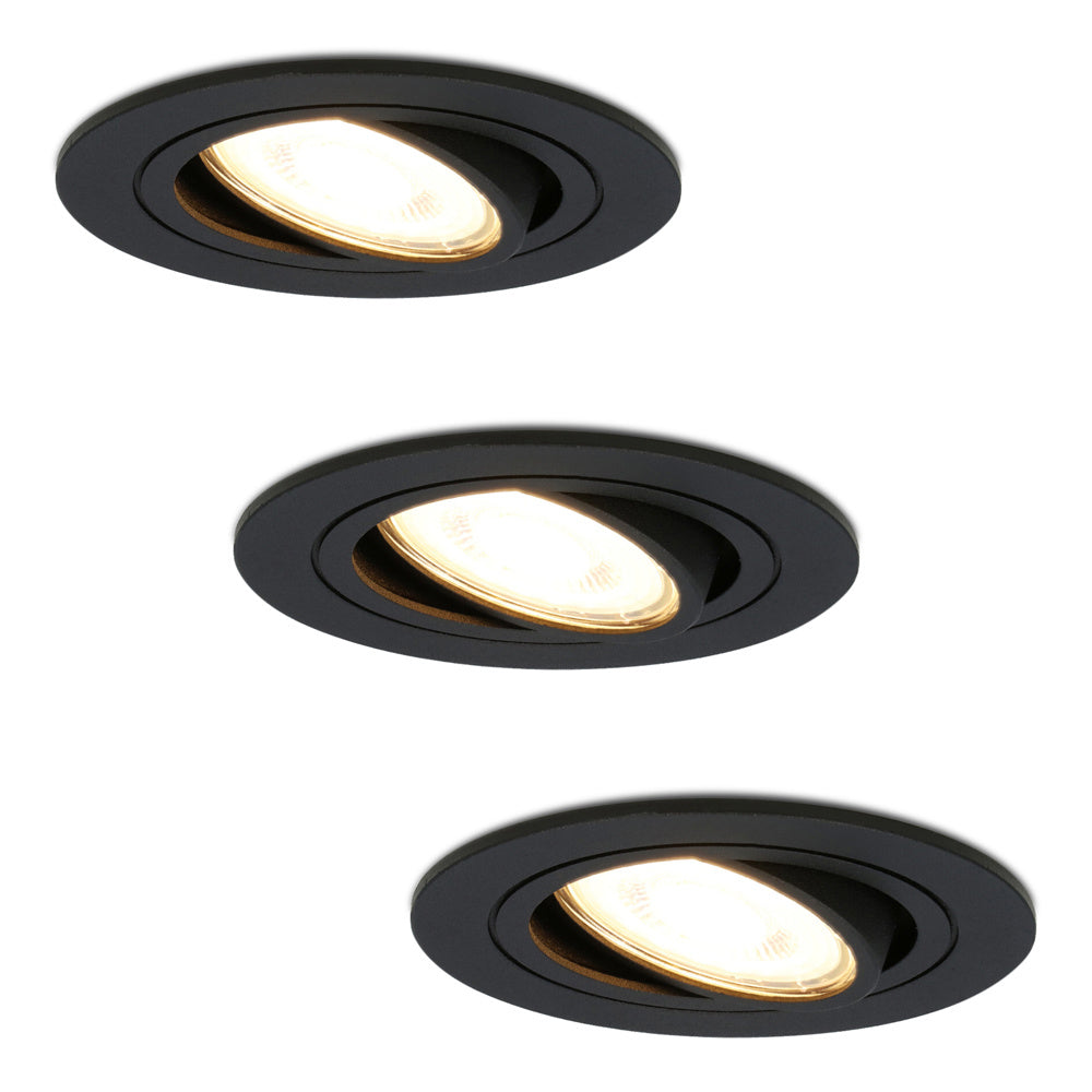 HOFTRONIC 3x Miro - LED Inbouwspots Zwart Kantelbaar