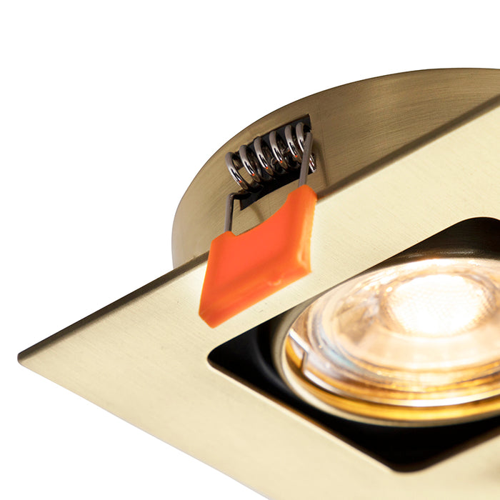 QAZQA Vierkante inbouwspot messing draai- en kantelbaar - Artemis