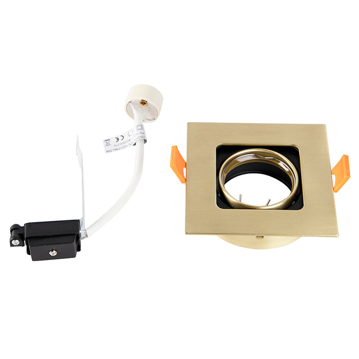 QAZQA Vierkante inbouwspot messing draai- en kantelbaar - Artemis