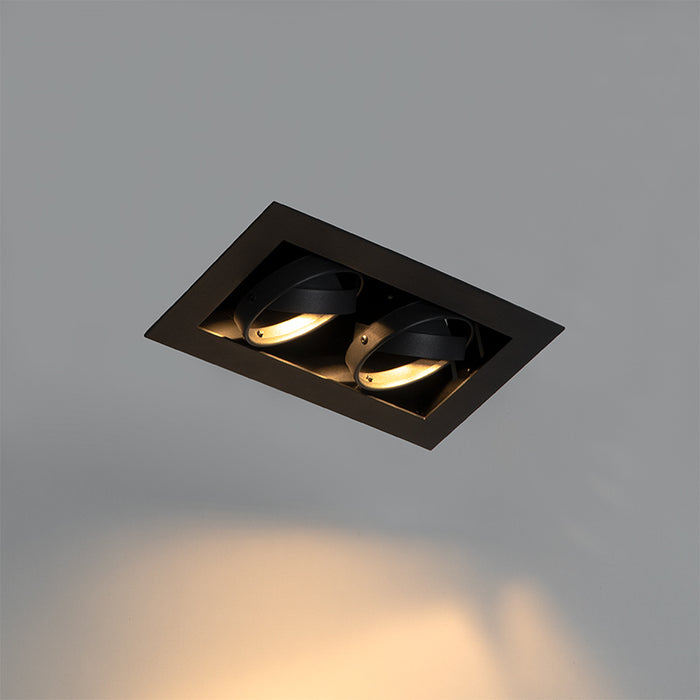 QAZQA Moderne inbouwspot zwart 2-lichts verstelbaar - Oneon 70
