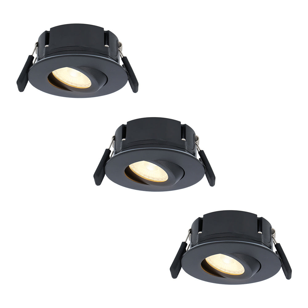 HOFTRONIC 3x Napels - LED Inbouwspots Badkamer IP65 Zwart