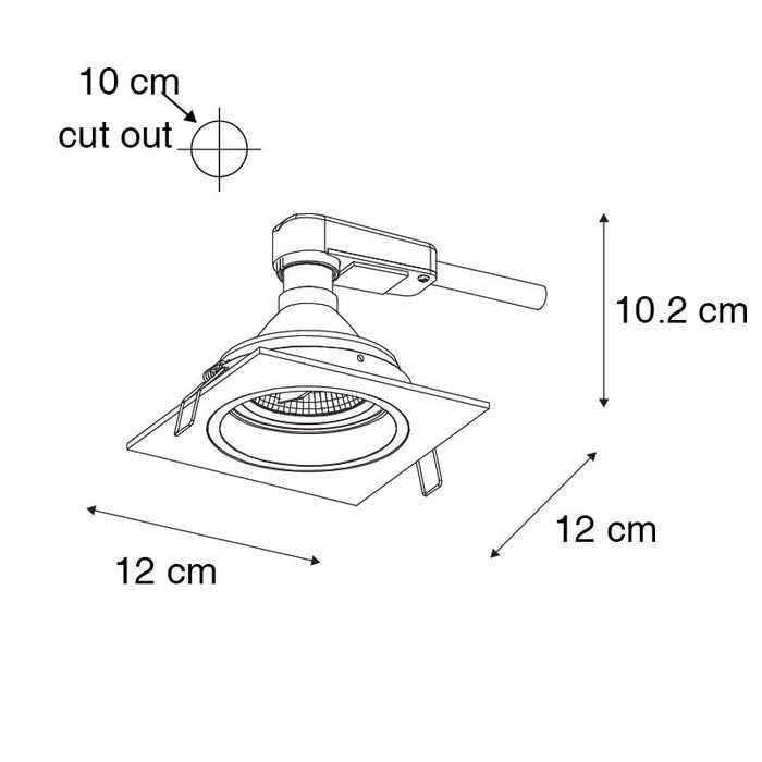 QAZQA Vierkante inbouwspot wit verstelbaar - Chuck 70