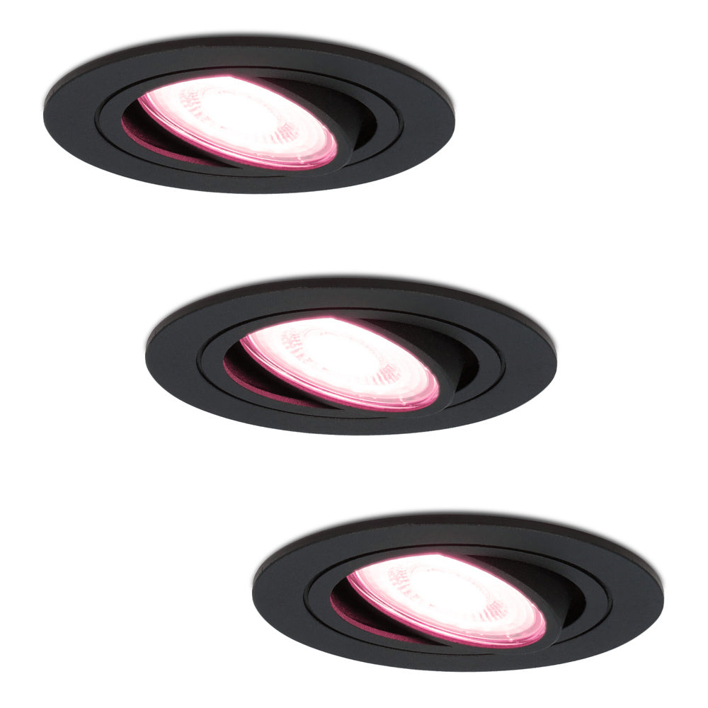 HOFTRONIC 3x Miro Smart Inbouwspots RGBWW IP20 Zwart