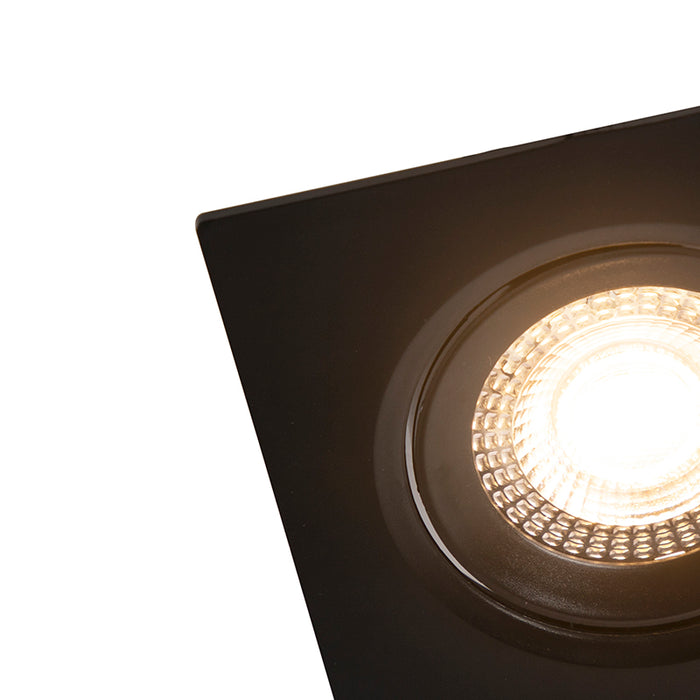 QAZQA Set van 3 inbouwspots zwart incl. LED 3-staps dimbaar - Miu