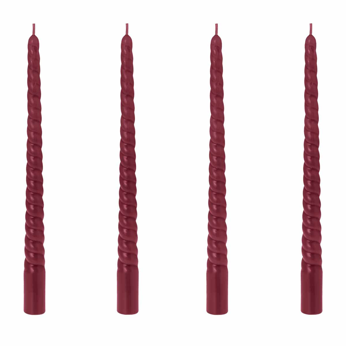 RIVERDALE - Dinerkaarsen - burgundy Gedraaide kaarsen set van 4