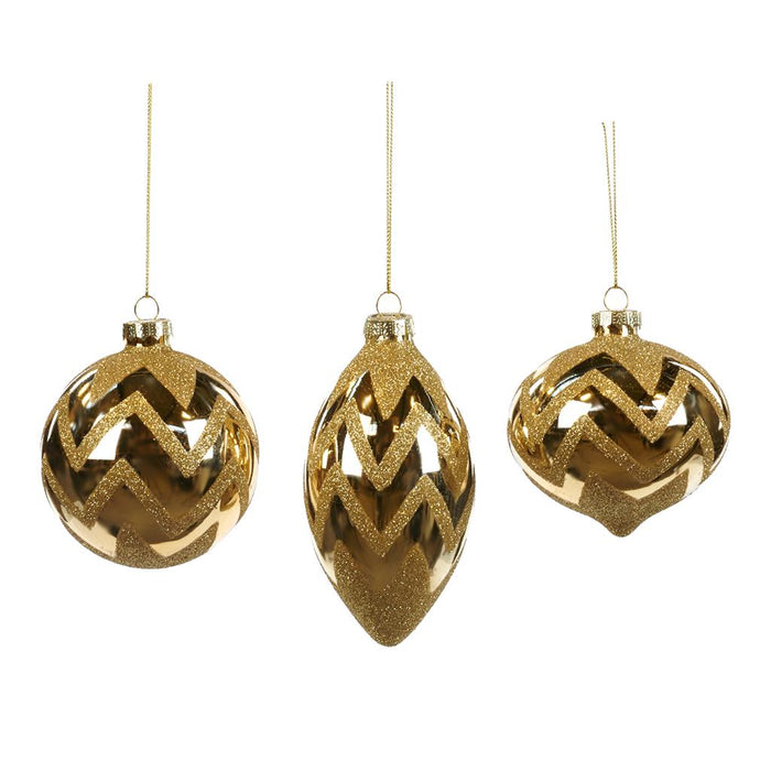 Goodwill Kerstbal Glas Goud D 8 cm Voordeelaanbod Ass. 3 stuks