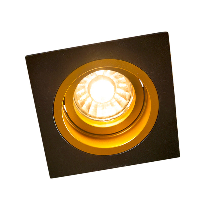 QAZQA Inbouwspot zwart met goud 9,3 cm draai- en kantelbaar - Chuck