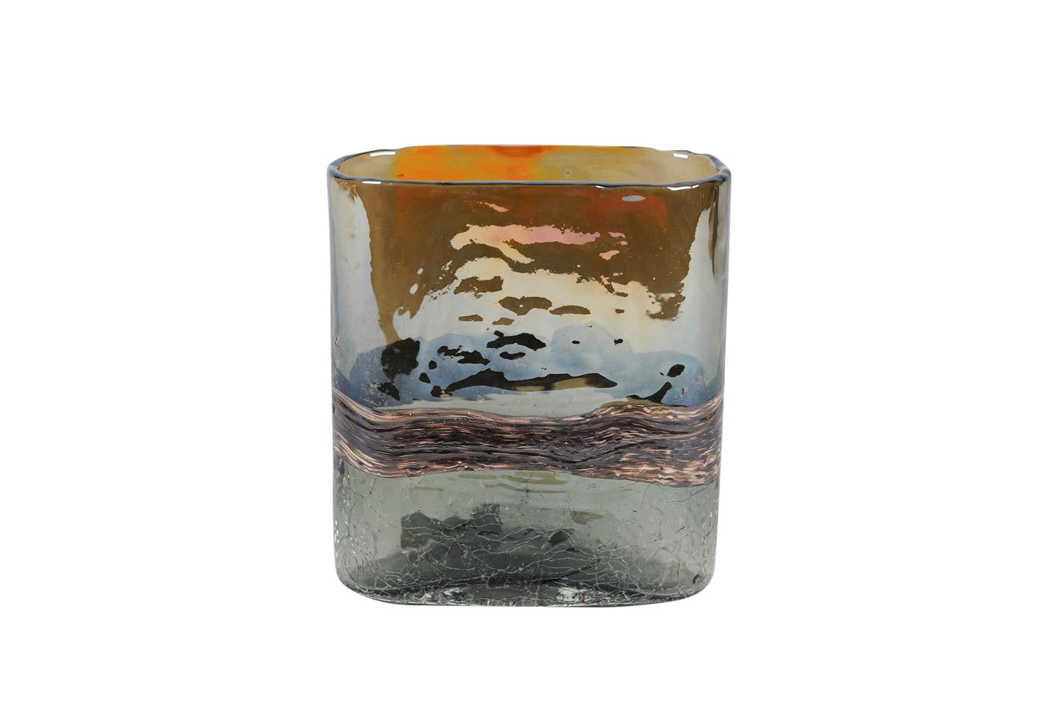 Rasteli Vaas Glas Bruin-Blauw L 16.5 cm B 6 cm H 19 cm