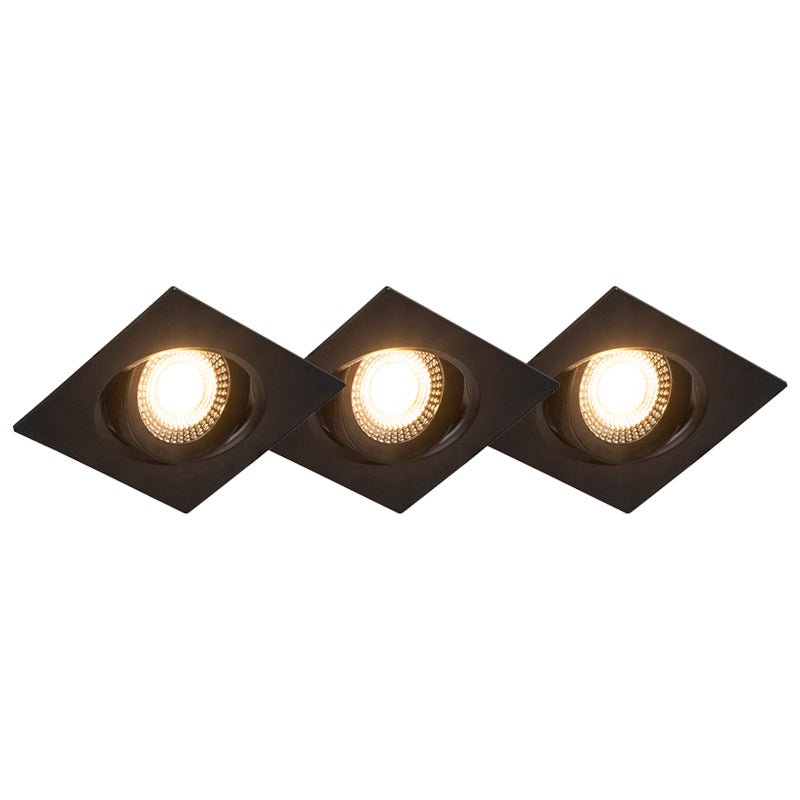 QAZQA Set van 3 inbouwspots zwart incl. LED 3-staps dimbaar - Miu