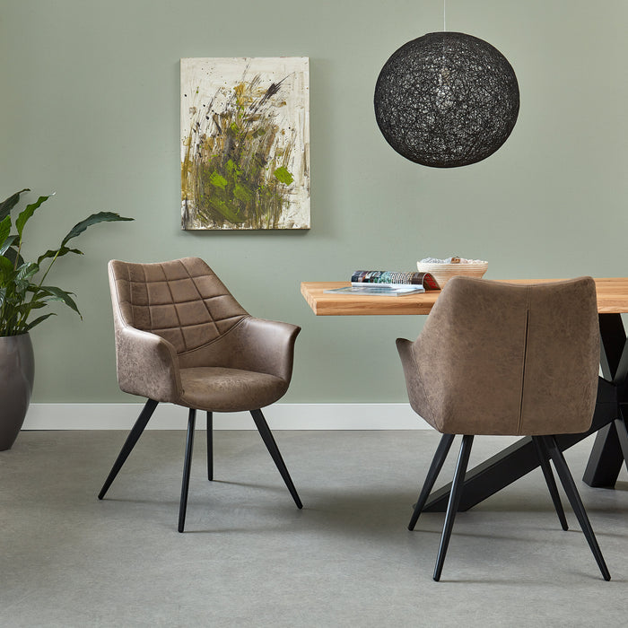 Furnihaus Eetkamerstoelen Moon - Metaalpoot - Microvezel - Taupe - Set