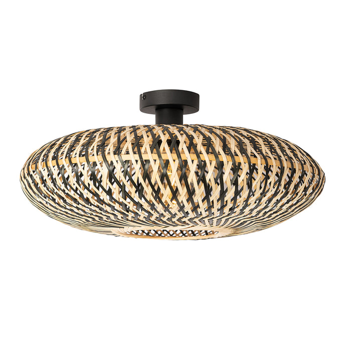 QAZQA Oosterse plafondlamp zwart bamboe 50 cm - Ostrava