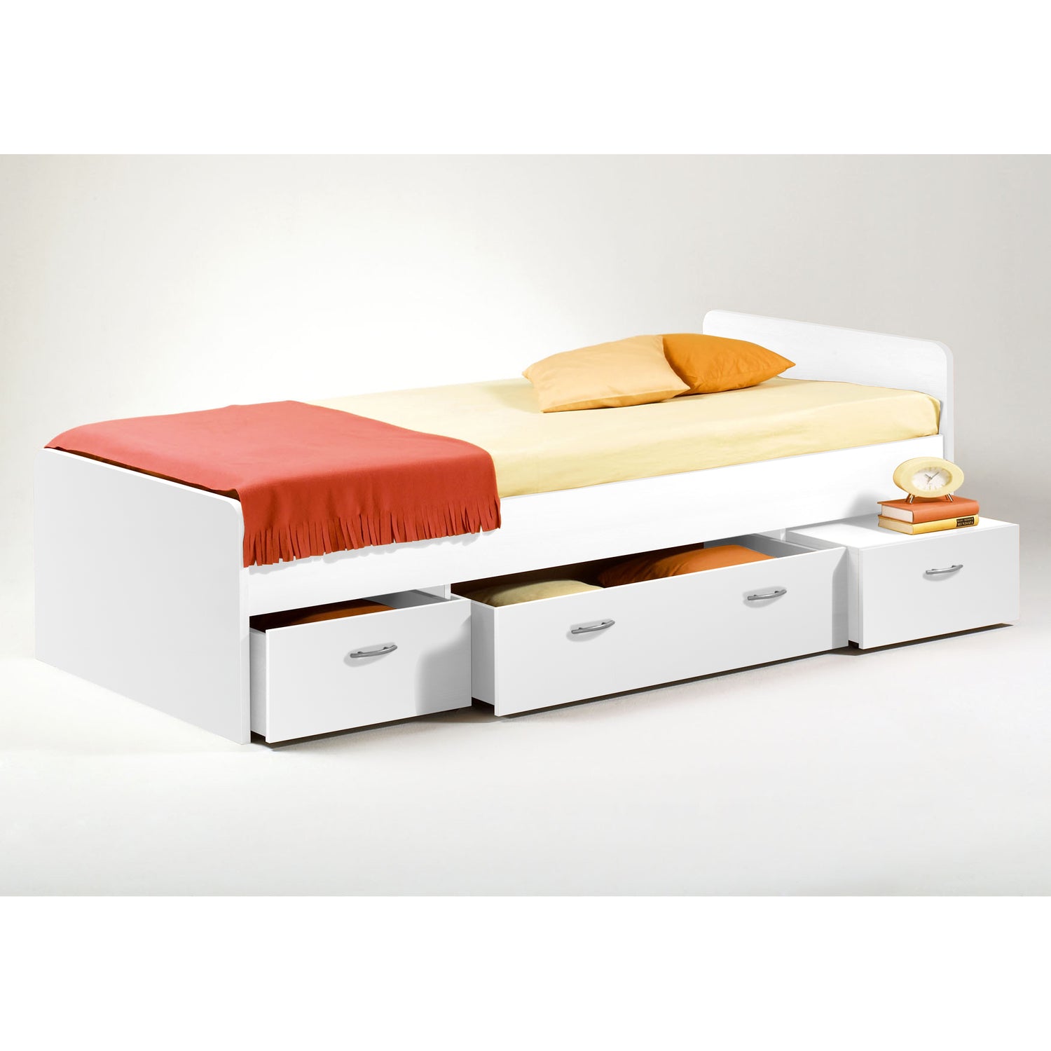 Emob - Bed Barko 90x200 met 3 lades - wit