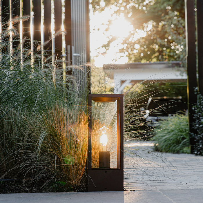 QAZQA Industriële staande buitenlamp roestbruin 40 cm IP44 - Charlois