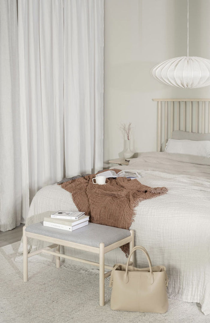 Rowico Home Milford eikenhouten bankje whitewash - met zitkussen - 80