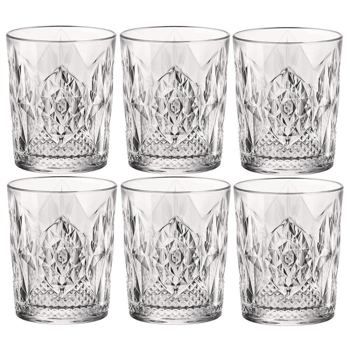 Bormioli Rocco Whiskeyglazen - 6x stuks - glas - 390 ml - gedecoreerd
