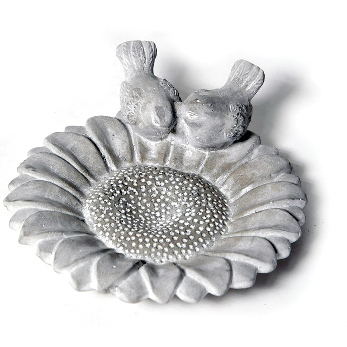 Mega CollectionsAA vogelbad|voederschaal - bloem - grijs - D23 cm