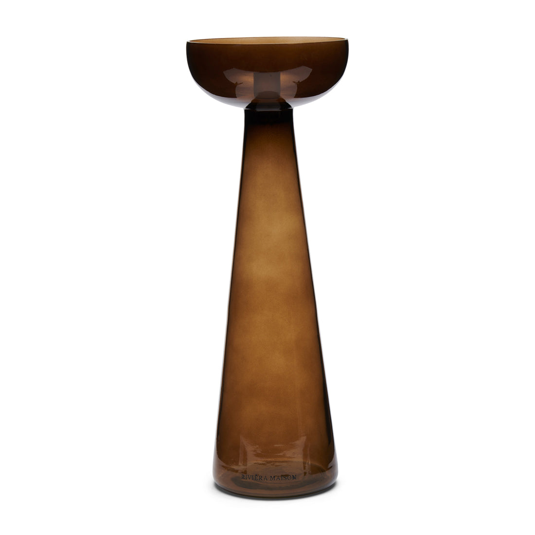 Riviera Maison Kaarshouder glas, Hoge Kandelaar - Amber Stone - Bruin