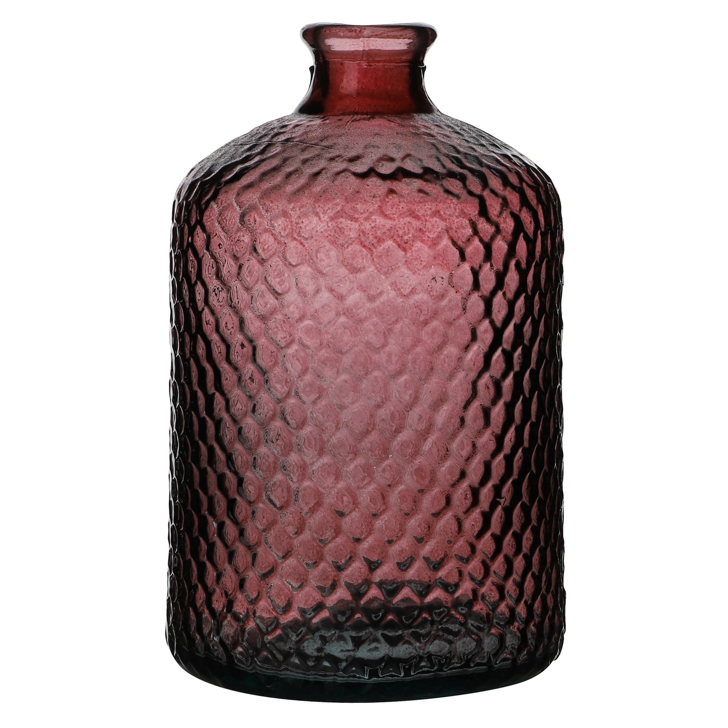 Natural Living Vaas Scubs Bottle - rood geschubt - glas - D18xH31cm