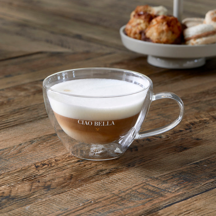 Riviera Maison dubbelwandig theeglas 410 ml - Ciao Bella - Transparant