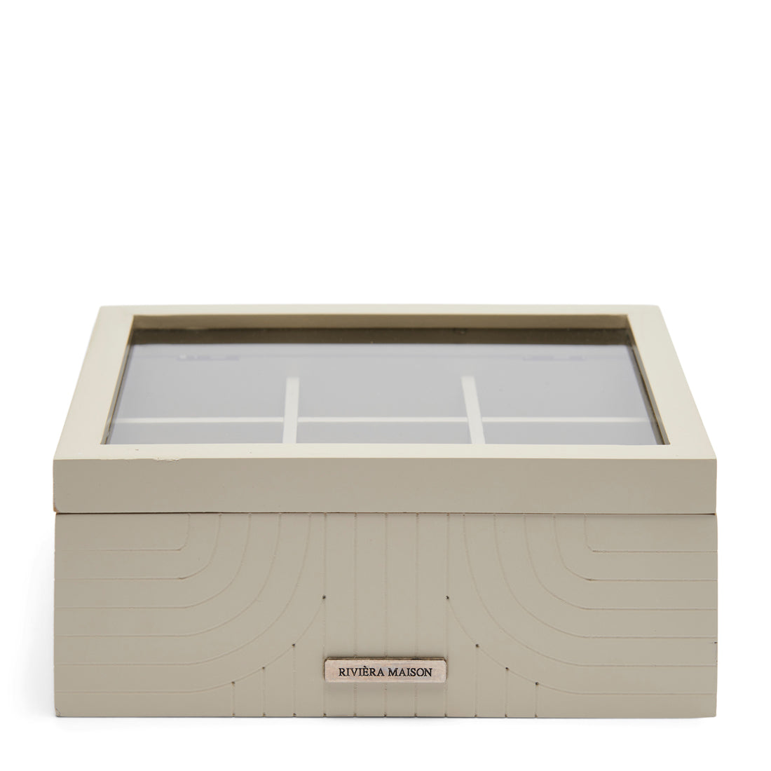 Riviera Maison theedoos 6 vakjes, transparant deksel - Room 48 - Grijs